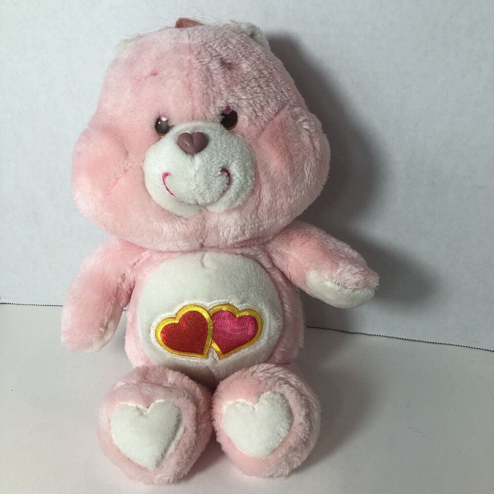Care Bears Love A Lot Bear Plush Stuffed Animal 13” Inches Pink Hearts Vintage C